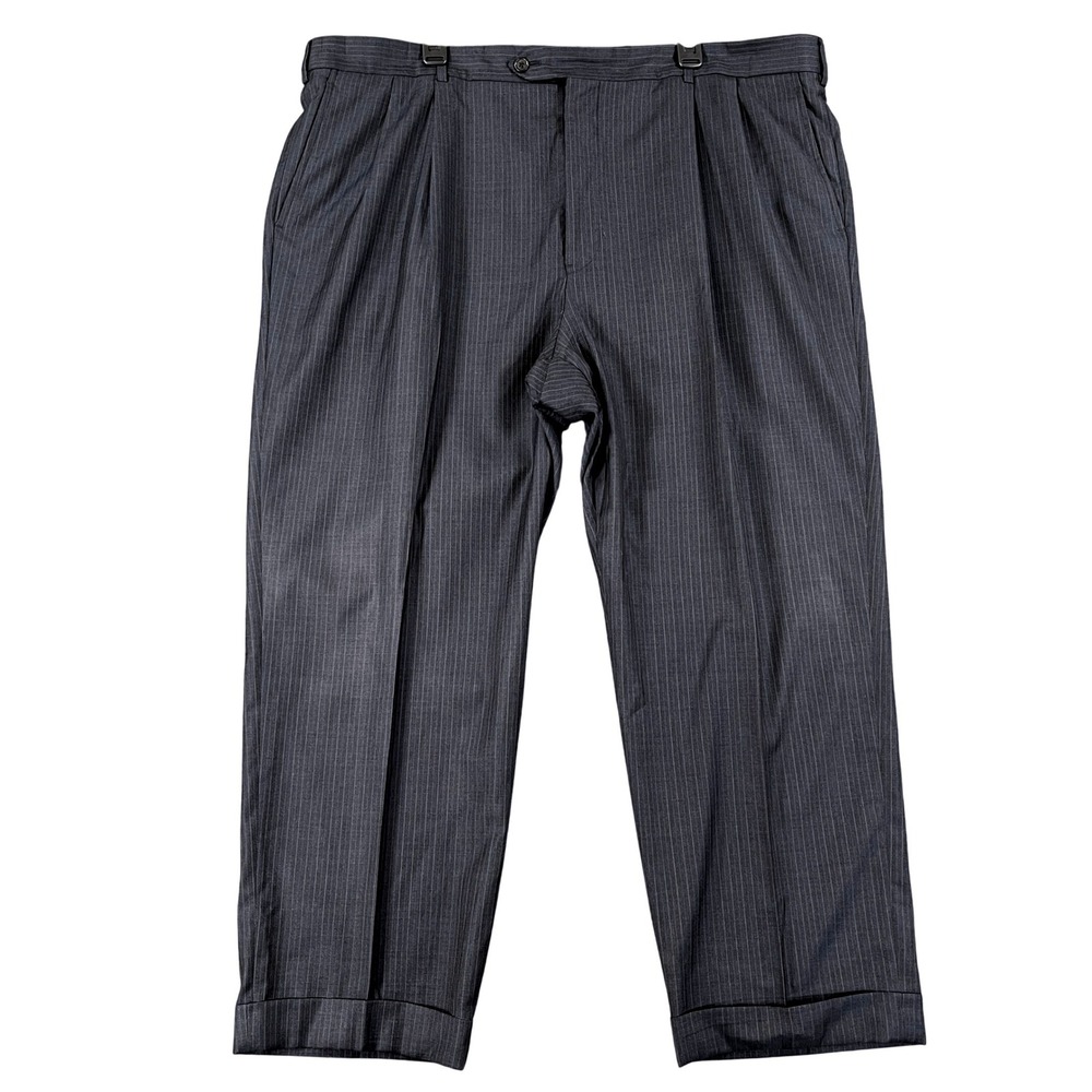 Brooks Brothers 1818 Madison Wool Dress Pants Men 45x28 Pinstripe Pleated Cuffed